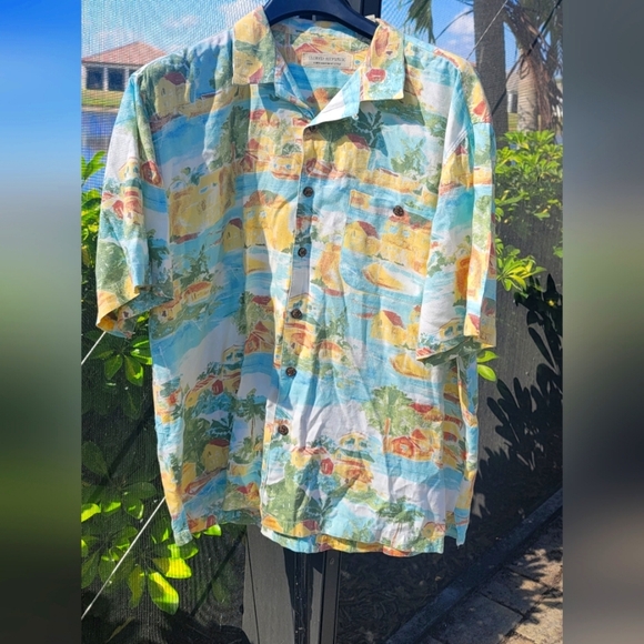 Island Republic Hawaiian Short Sleeve Shirt Blue Seaport Mens XLARG Cotton Rayon - Picture 2 of 8